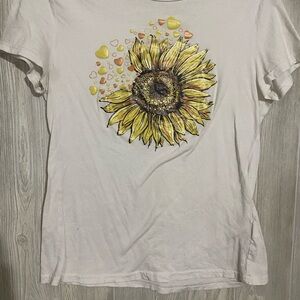 White Sunflower Graphic Women's Top